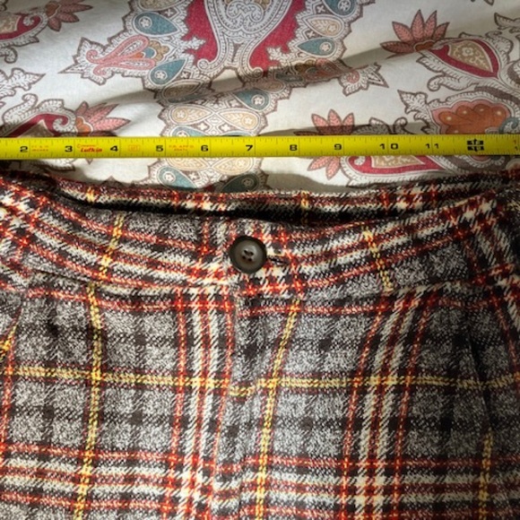 FREE PEOPLE HIGH RISE BROWN PLAID WIDE LEG TROUSER PANTS 6 - Picture 4 of 6